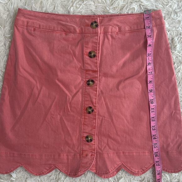 Cato Women's Size 8 Coral Denim Scalloped Hem Button Up Mini Skirt #0020 - Picture 14 of 16